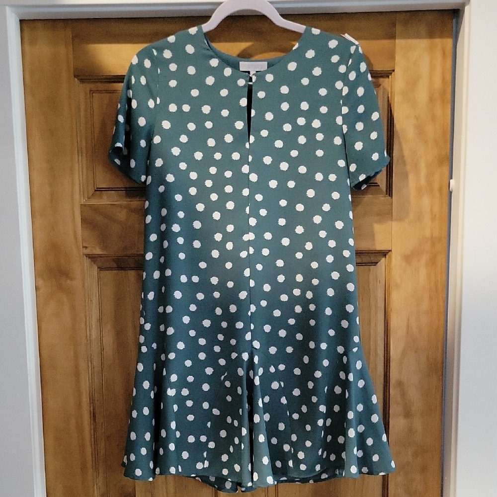 1. State Blue/Green and White Polka Dot Dress